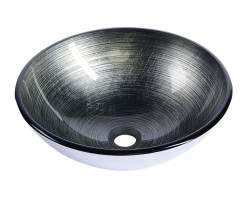 DAMAR sklenené umývadlo priemer 42 cm, tmavo šedá / strieborná