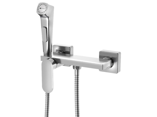 Nástenná batéria na bidet so sprchou Stop a odkladacou plochou, chróm