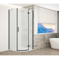 TRINITY BLACK štvrťkruhový sprchový kút 900x900 mm, matné sklo, pravý