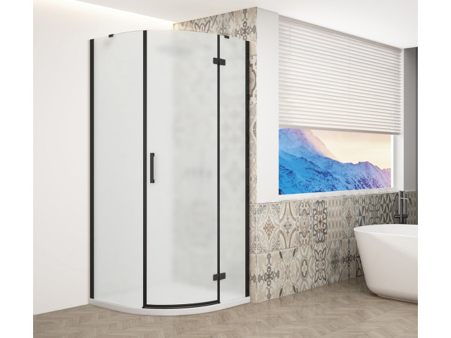 TRINITY BLACK štvrťkruhový sprchový kút 900x900 mm, matné sklo, pravý