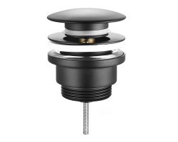 Umývadlová výpusť 5/4“, click-clack, veľká zátka, hr.10-55mm, čierna