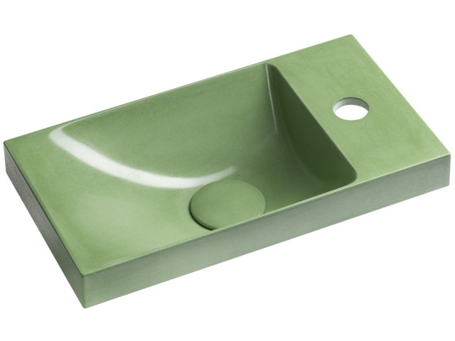Betónové umývadlo AGOS 40 x 22 cm, ľavé/pravé, zelené pololesklé