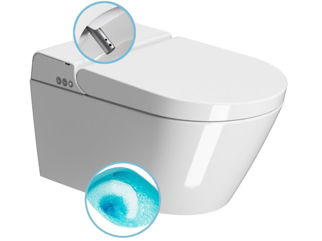 WCLEAN Swirlflush WC s integrovaným elektronickým bidetom, biela Extraglaze