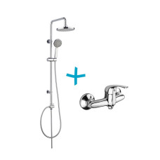 Mereo, Sprchová súprava Lila-plastová hlavová sprcha a trojpolohová ručné sprchy vr. spŕch. batéria 150 mm CBEE609