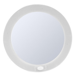 Kozmetické zrkadlo MULAN s prísavkami, LED, Ø 127 mm, biele
