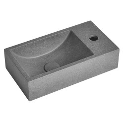 CREST R betónové umývadlo vrátane výpuste, 40x22 cm, čierny granit
