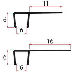 Set svislých těsnění pro sklo 6/6mm, 1900mm, černá (2ks)