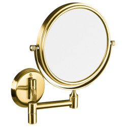 Závesné kozmetické zrkadlo, Ø 140 mm, obojstranné, zlaté