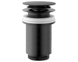 Umývadlová výpusť 5/4“, click-clack, veľká zátka, hr. max 80mm, čená mat
