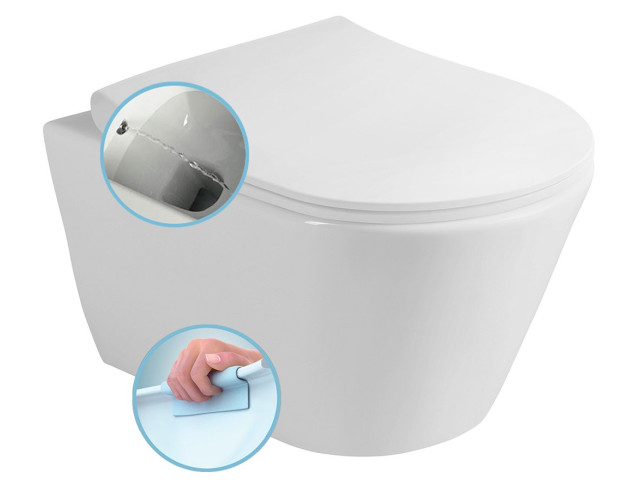 AVVA WC misa závesná rimless, s bidetovú spŕškou, 35,5x53 cm