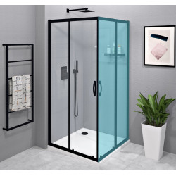SIGMA SIMPLY BLACK sprchové dvere posuvné pre rohový vstup 1000 mm, číre sklo