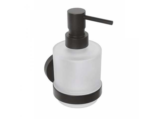 X-ROUND BLACK dávkovač mydla MINI, mliečne sklo, 200ml, čierna