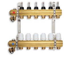 Rozdeľovač 9-cestný s regul.šroubením s průt.a uzav.ventily bez kul.