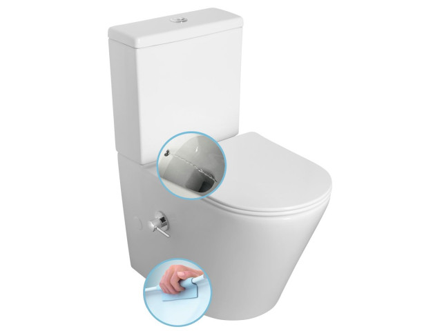 PACO CLEANWASH WC kombi, integrovaná batéria a bidetová sprcha, spodný/zadný odpad, biela