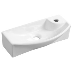 Keramická umývadlová misa CARLON, 45 x 23 cm, otvor pre batériu vpravo, biela