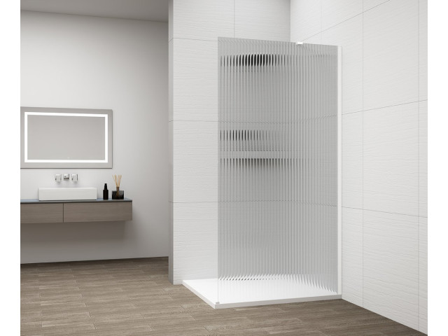 ESCA WHITE MATT jednodielna sprchová zástena na inštaláciu k stene, sklo Flute, 1400 mm