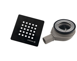 TRENECA vaničkový sifón, priemer otvoru 90mm, DN40, krytka čierna mat