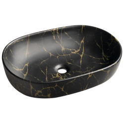 Keramické umývadlo CALEO na dosku, 60x42cm, mramor portoro