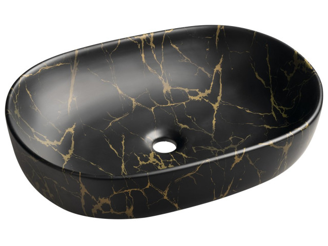 Keramické umývadlo CALEO na dosku, 60x42cm, mramor portoro