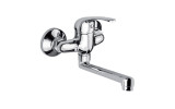 Mereo, Drezová nástenná batéria, Lila, 150 mm, s ramienkom plochým rovným 210 mm, chróm CBEE302