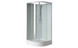 AIGO štvrťkruhový sprchovací box 900x900x2060 mm, biely profil, číre sklo